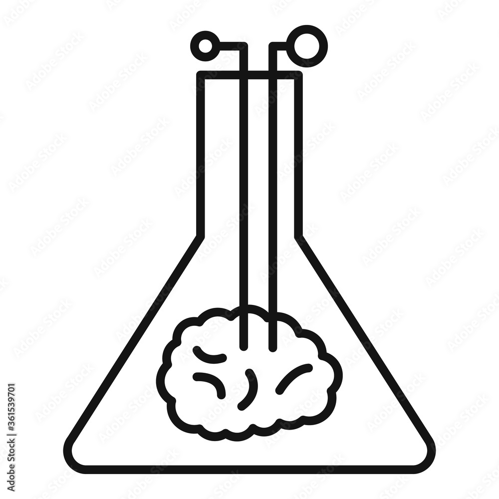 Poster ai flask brain icon. outline ai flask brain vector icon for web design isolated on white background