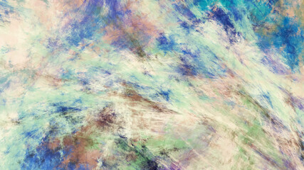 Obraz na płótnie Canvas Abstract blue and beige fantastic clouds. Colorful fractal background. Digital art. 3d rendering.