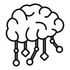 Ai brain icon. Outline ai brain vector icon for web design isolated on white background