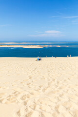  People on the Dune of Pilat, the tallest sand dune in Europe. La Teste-de-Buch, Arcachon Bay, Aquitaine, France