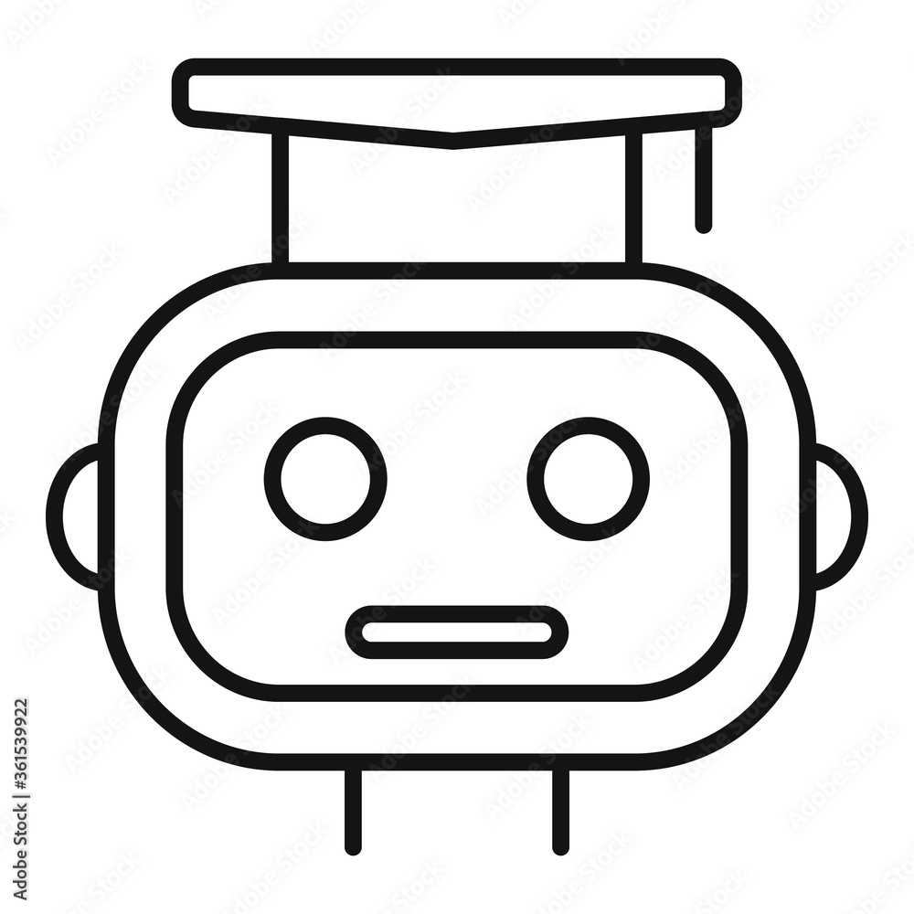 Poster graduated ai robot icon. outline graduated ai robot vector icon for web design isolated on white bac