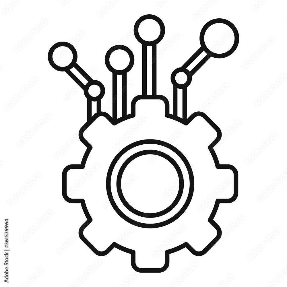 Poster gear machine learning icon. outline gear machine learning vector icon for web design isolated on whi