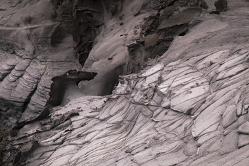 North coast of Gran Canaria, lava fields of Banaderos area, grey textured lava from eruption of Montana de Arucas
