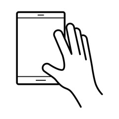hand using tablet device line style icon