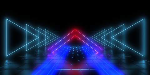 Obraz premium 3D abstract background with neon lights. 3d illustration