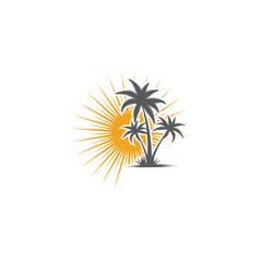 Palm tree summer logo template