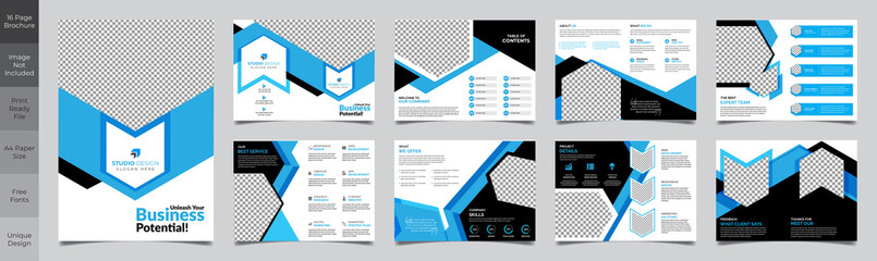 16 Page Corporate Brochure Template Design
