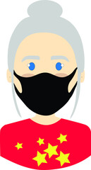 woman wearing disposable medical surgical face mask to protect against high air toxic pollution city. stop the spread of viruses, help prevent hand-to-mouth transmissions. Vector illustration
