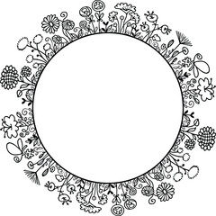 vector drawing flowers border frame design