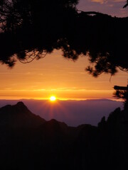 Mystical sunrise from the mountains in China