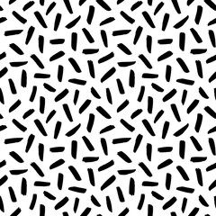 Brush strokes vector seamless pattern. Black paint freehand scribbles, straight lines, dry brushstroke texture.