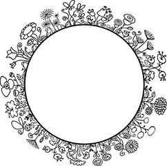 vector drawing flowers border frame design