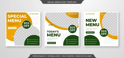 social media ads template with minimalist and simple style use for food court and restaurant promotion ads 