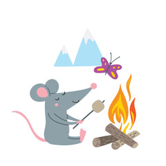 illustration of rat in camp
