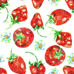 Strawberries. Seamless. Watercolor