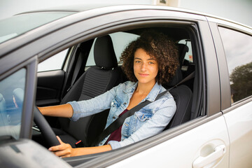 woman in car