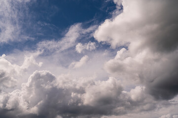 Naklejka na ściany i meble blue background sky and atmospheric white clouds