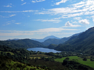 Fototapeta na wymiar lake and mountain landscape scene of Snowdonia, North Wales