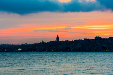 Naklejka premium Sunset view of istanbul, Turkey.