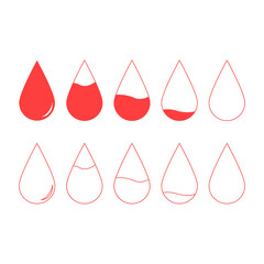 Scale with menstrual drops isolated set. For packaging design