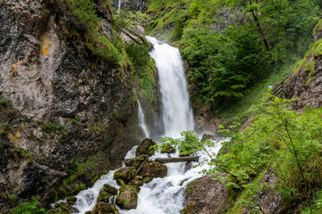 Fototapeta na wymiar waterfall at palfauer wasserlochklamm in the austrian alps