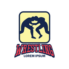 wrestling logo with text space for your slogan tag line, vector illustration