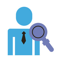 businessman figure with magnifying glass flat style icon