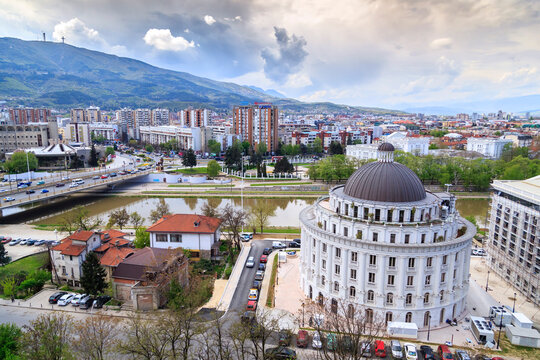 Cityscape view of Skopje from Kale fortress