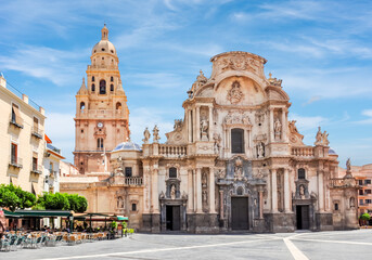 Cathedral of Saint Mary in center of Murcia, Spain - obrazy, fototapety, plakaty