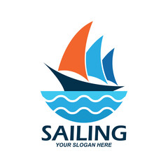 sailing logo with text space for your slogan tag line, vector illustration