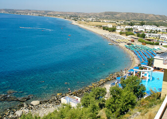 Fototapeta premium Greece, island of Kos, view of the coast and the beach and crystal clear sea