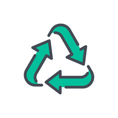 Recycle color line icon. Recycling vector outline colorful sign.