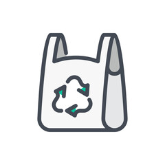 Eco Bag color line icon. Plastic Bag with Recycle Symbol vector outline colorful sign.