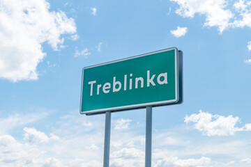 Sign of Treblinka at entrance to village located in eastern Poland.