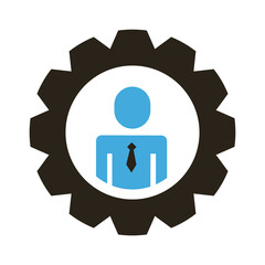 businessman figure with gear flat style icon