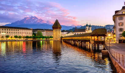 Lucerne city in sunset light, Switzerland