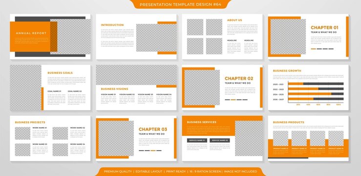 set of presentation layout template design with minimalist style use for business proposal and annual report