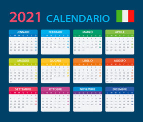 2021 Calendar - vector template graphic illustration - Italian version