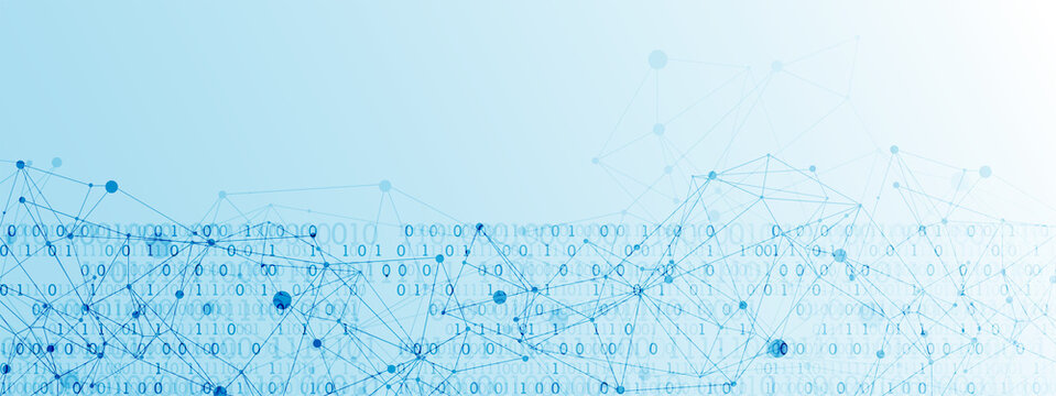 Technology background with plexus effect. Big data concept. Binary computer code.  Vector illustration.