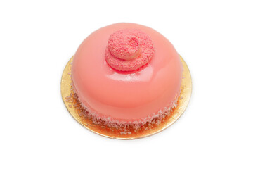 Pink pudding isolated on white