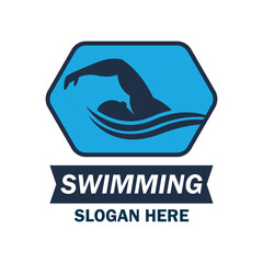 swimming logo with text space for your slogan tag line, vector illustration