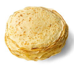 Stack of homemade pancakes on a light background