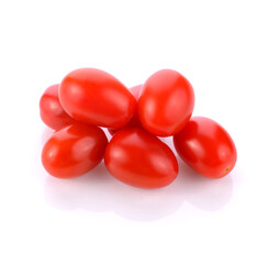 Cherry tomatoes stack isolated on white background