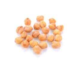 chickpeas isolated on white background. top view