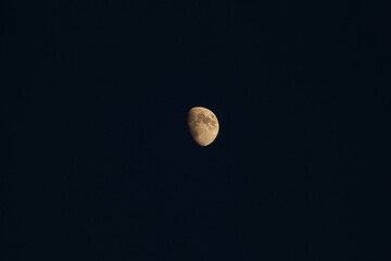 Color photo of the growing big moon at perigee on a black background. Image of a satellite of the Earth. Crater Tycho and Copernicus.
