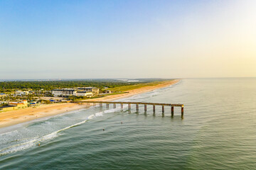 The Saint Augustine Beach pier aerial view.