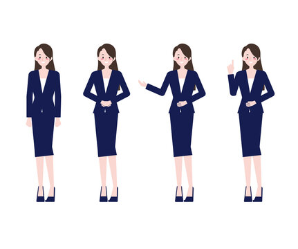 
Illustration of a smiling office worker woman in a suit