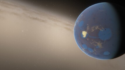 Exo Planet, space fantsy, beautiful science fiction wallpaper with endless deep space. 3D render