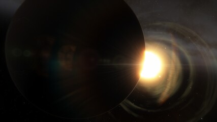 Exo Planet, space fantsy, beautiful science fiction wallpaper with endless deep space. 3D render