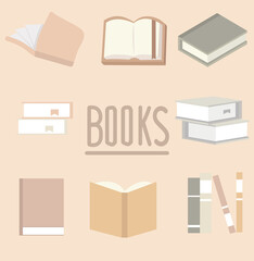 Set of Books icon in Flat Design